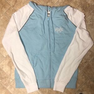 Baby Blue Zip Up Sweater (with hood)